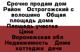 Срочно продам дом › Район ­ Острогожский с.волошино › Общая площадь дома ­ 47 › Площадь участка ­ 7 › Цена ­ 200 000 - Воронежская обл. Недвижимость » Дома, коттеджи, дачи продажа   